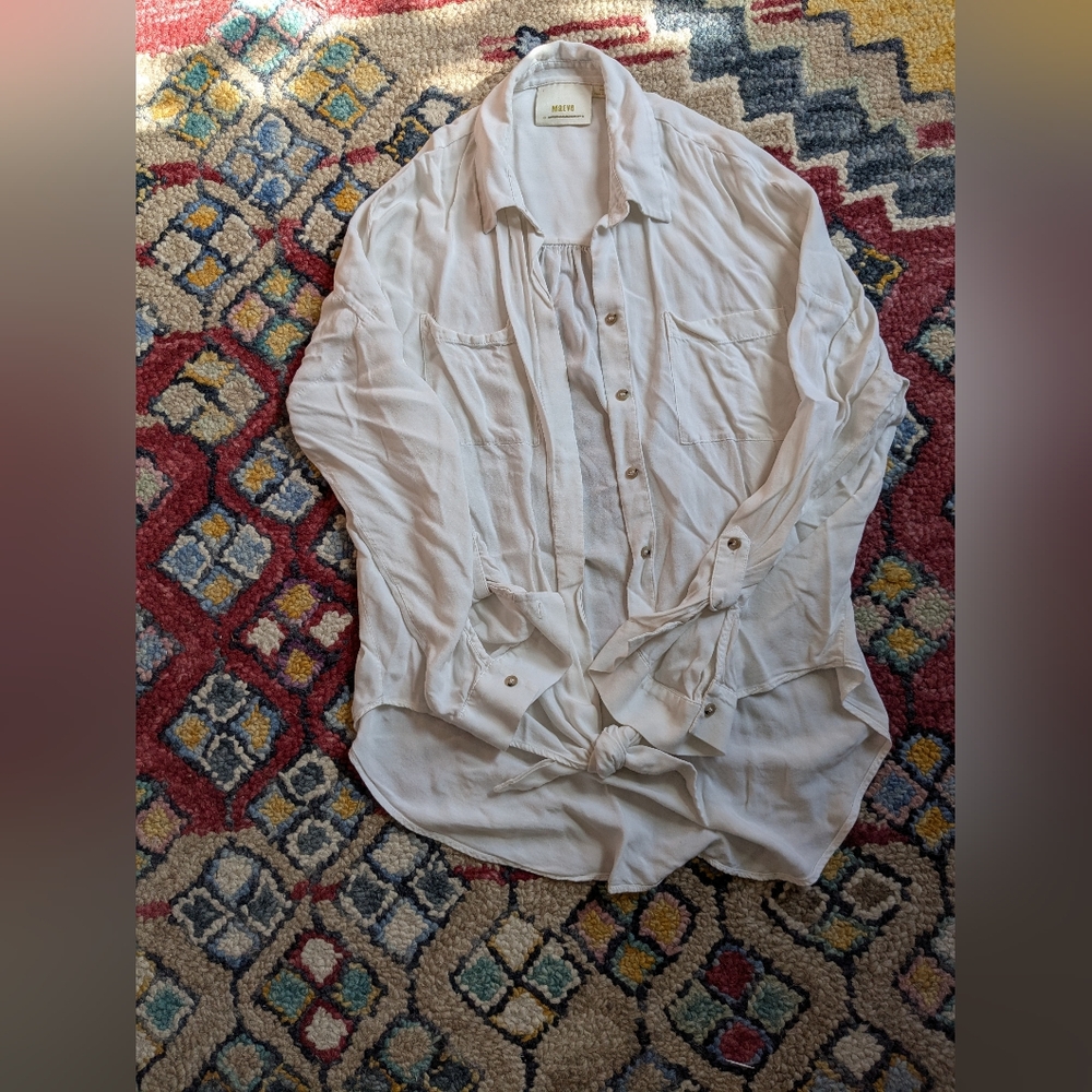 Maeve Anthropologie white button front